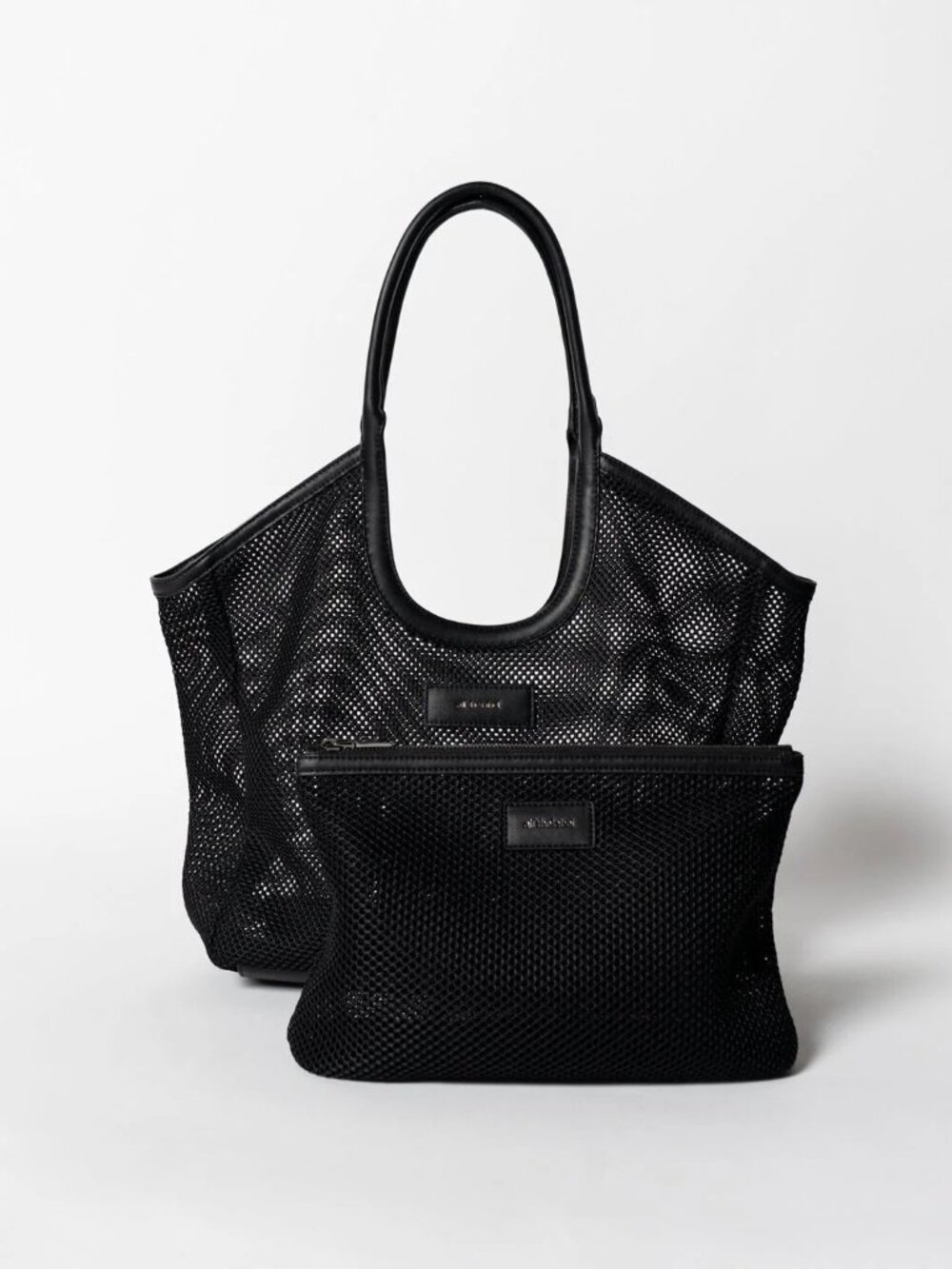 NWT Alf the Label Mesh Tote & Pouch | Black Set
